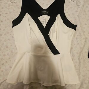 Bebe Colorblock Peplum Top S